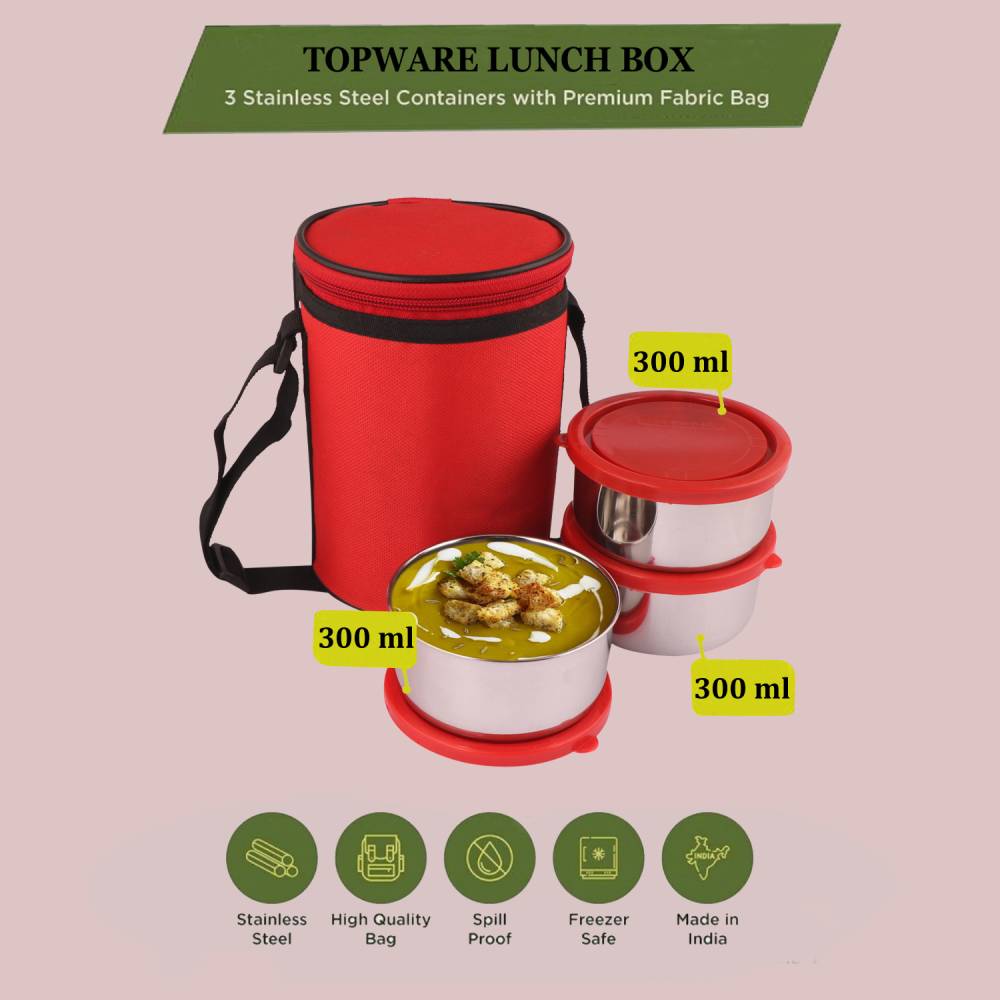 TOPWARE OFFICE 3 STEEL  CONTAINER LUNCHBOX(900 ML)