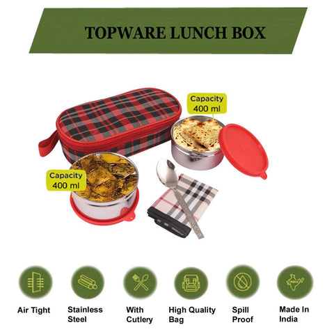 TOPWARE OFFICE 2 STEEL  CONTAINER LUNCHBOX(800 ML)