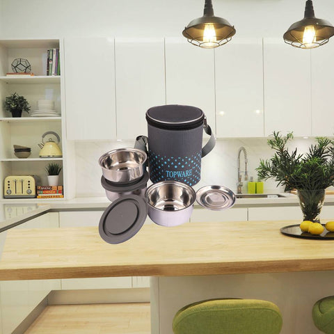 TOPWARE  DUO  INSULATED  3  STEEL  CONTAINER LUNCHBOX ( 1200 ML)