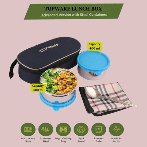 TOPWARE OFFICE 2 STEEL  CONTAINER LUNCHBOX(800 ML)