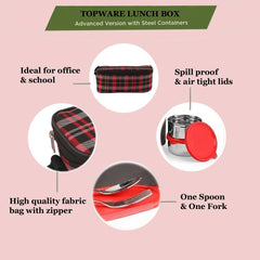 TOPWARE OFFICE DOUBLE DECKER STEEL OVAL TRAY LUNCHBOX(1800 ML)