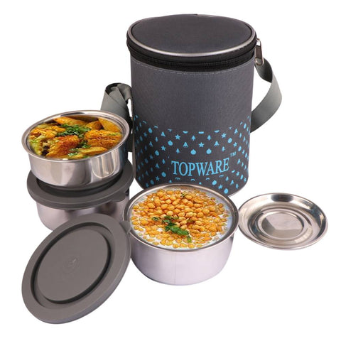 TOPWARE  DUO  INSULATED  3  STEEL  CONTAINER LUNCHBOX ( 1200 ML)