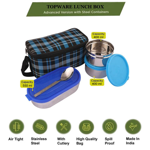 TOPWARE OFFICE DOUBLE DECKER STEEL OVAL TRAY LUNCHBOX(1800 ML)