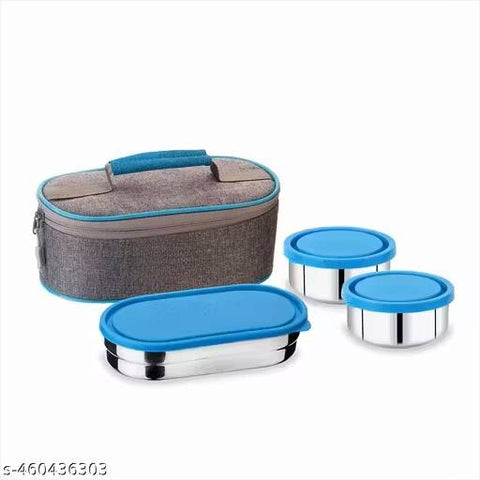 TOPWARE MAGNITE OFFICE DOUBLE DECKER STEEL OVAL TRAY LUNCHBOX(800 ML)