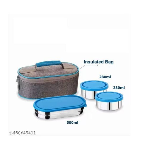 TOPWARE MAGNITE OFFICE DOUBLE DECKER STEEL OVAL TRAY LUNCHBOX(800 ML)