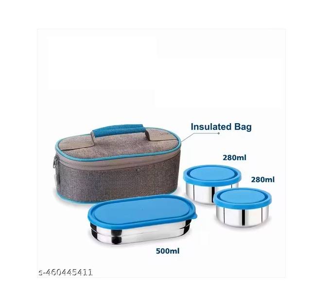 TOPWARE MAGNITE OFFICE DOUBLE DECKER STEEL OVAL TRAY LUNCHBOX(800 ML)