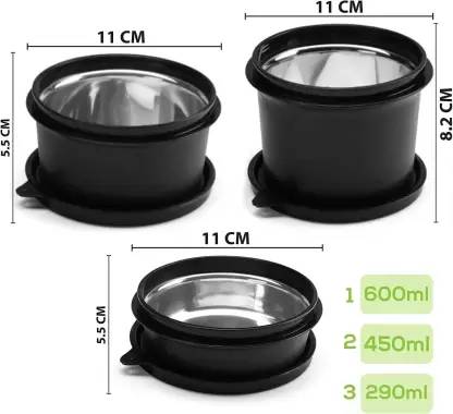 TOPWARE OFFICE 3 MOCROWAVE STEEL CONTAINER MAXFRES  LUNCHBOX(900 ML)